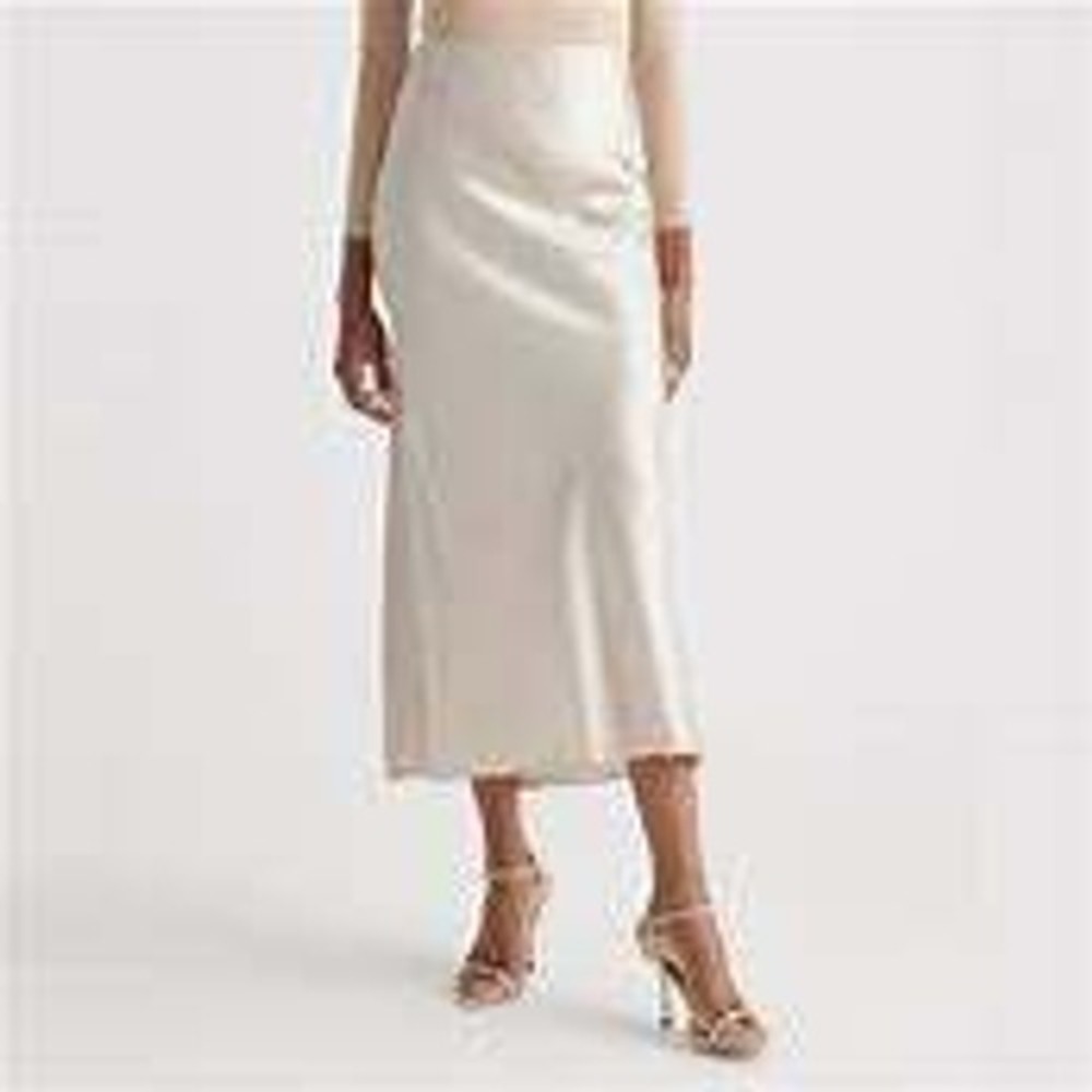 Quince 100% Washable Silk Maxi Skirt in Champagne Sz XS